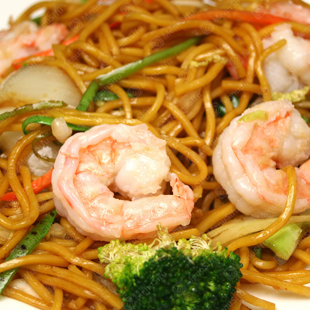 Shrimp lo mein with broccoli at Happy Wok, a Chinese Restaurant in Livonia